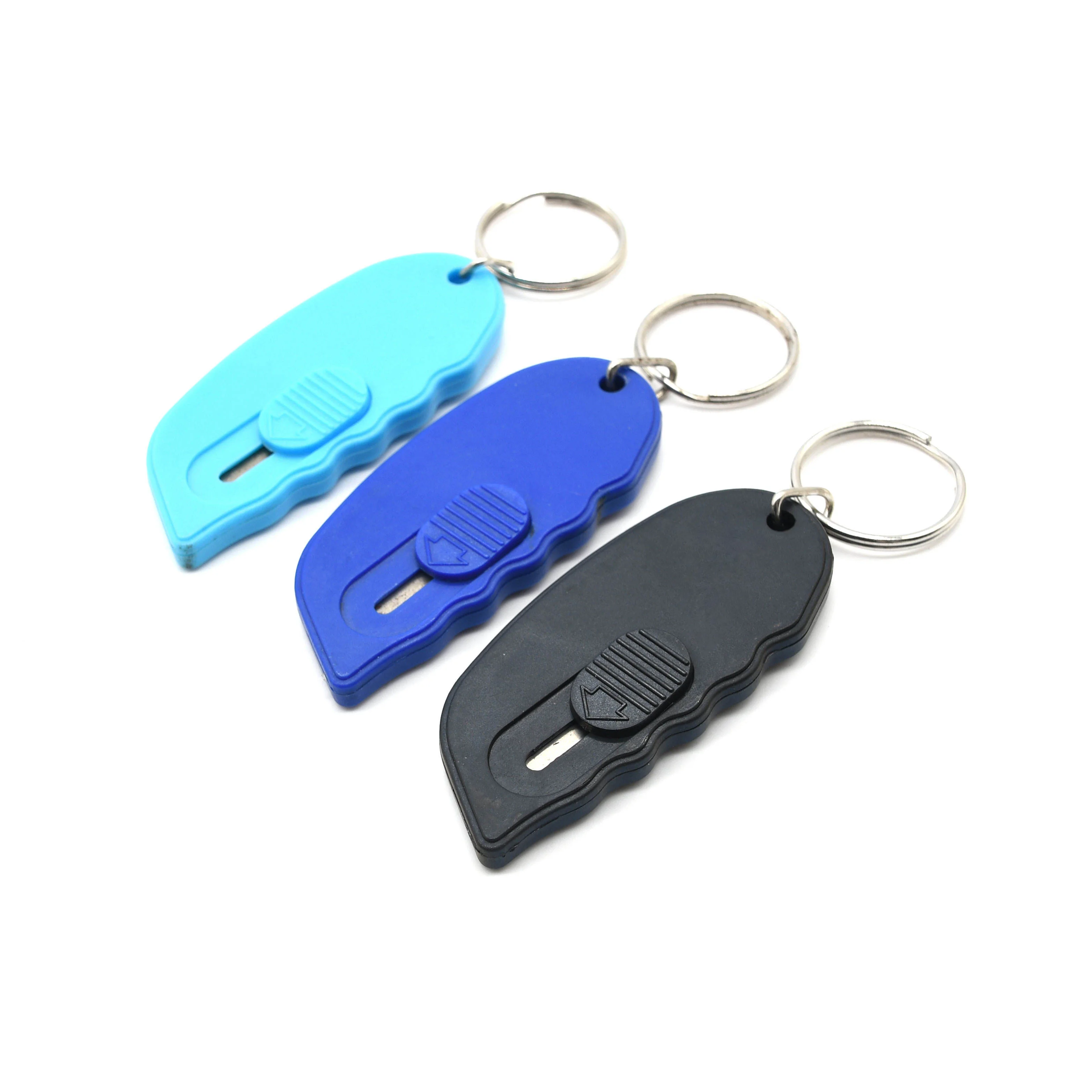 Multi Color ABS Plastic Box Cutters Security Keychain Knife