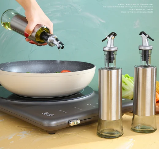 Stainless Steel Rotary Spice Jar Set 4 Glass Condiment Pot/bottle With Spice Rack