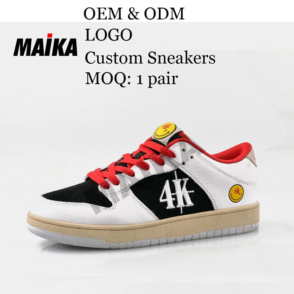 custom sneakers manufacture Latest Sport Breathable Leather Made White Flat Sneakers Black Casual Shoes Men and boy sneaker