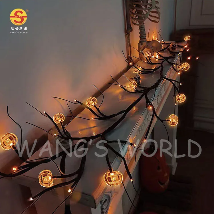 Halloween Decor Lights LED Willow Vine Twig with Timer Battery Operated Vine Lights Ghosts and White Lights