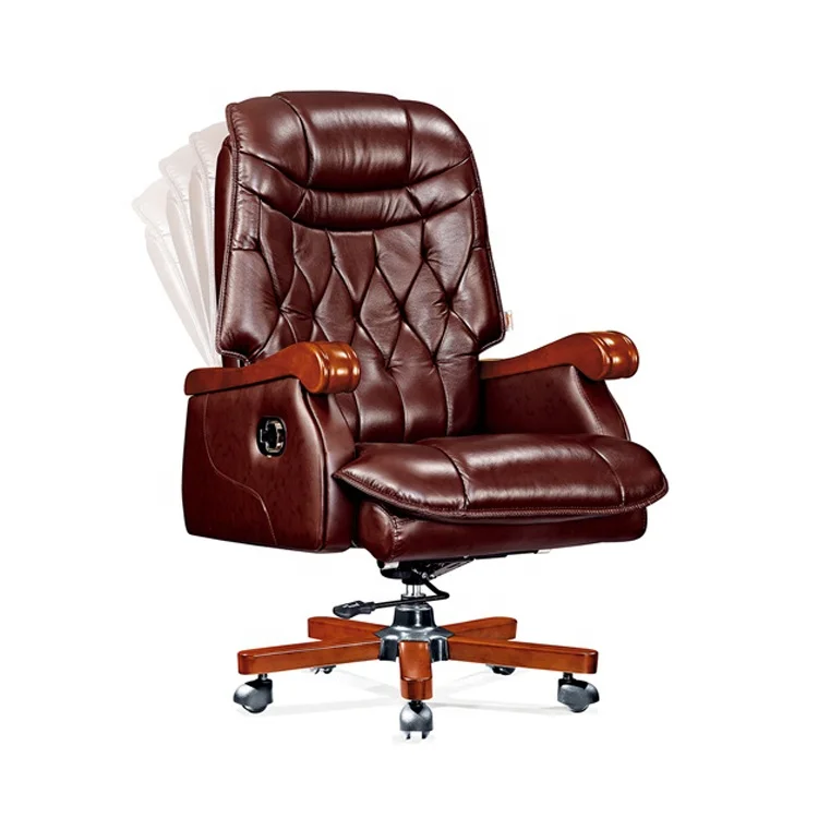 
High quality boss chair brown geniuen leather luxury wooden executive bent wood ceo office chair 