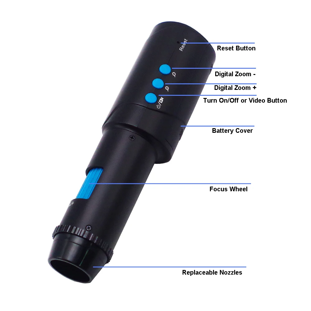 UV Dermatoscope Trichoscope Skin Hair Scalp Detector with Replaceable Nozzles WiFi