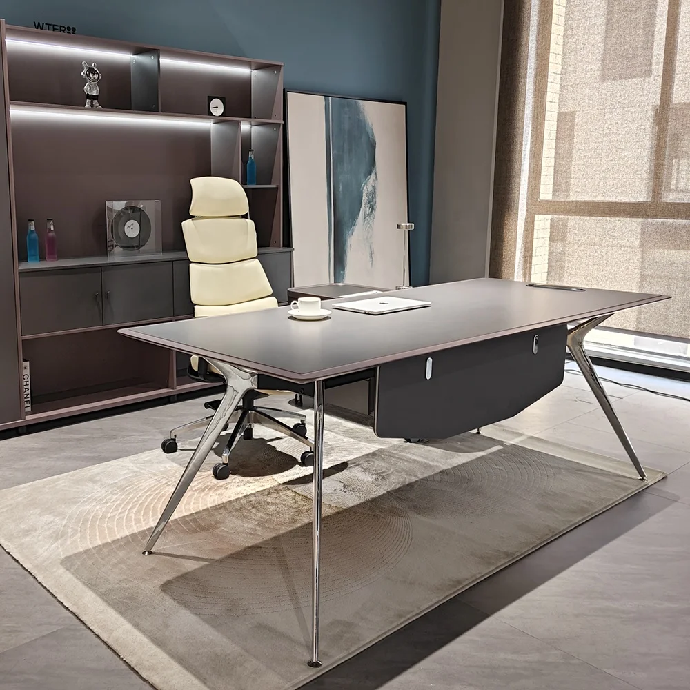 Modern Design Commercial Wood Office Desk L Shape Modern Luxury Management Office Desk Set With Drawer