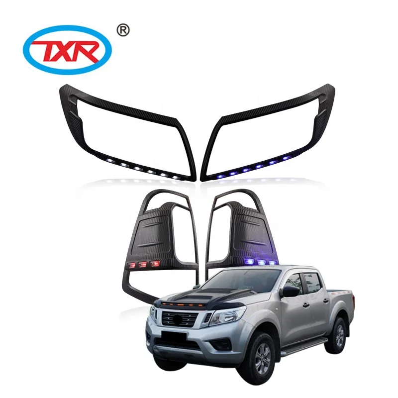 Factory  PICKUP Truck Series  injection Black Carbon  Head Lamp and Tail Lamp Cover  with LED 2 Tone Matte Black Light Cover
