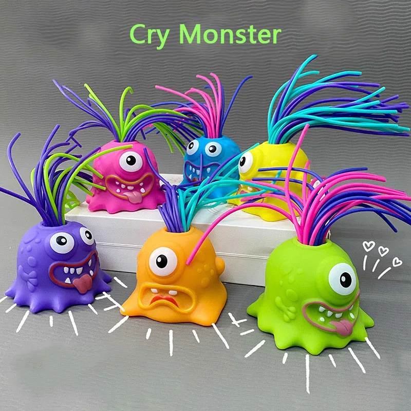 2024 Hot Selling Novelty Fidget Toy Pull Hair Scream Monster Squeeze Monster Toy For Kids Adult