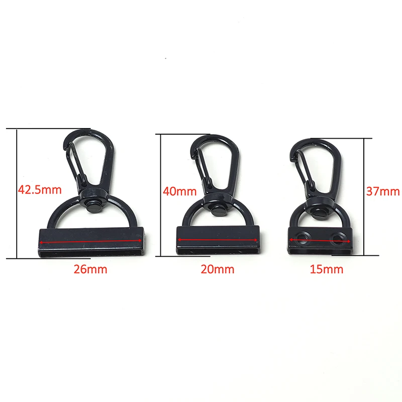 Wholesale Custom Double Hole Black Dog Hook Swivel for Woven Tape End Clip Stopper Snap Hook