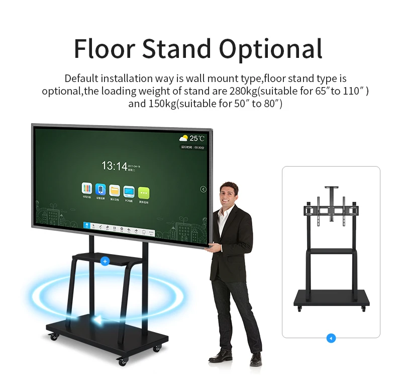 Interactive panel 110 inch for meeting 4K display 20 points touch screen smart interactive board IFPD flat panel