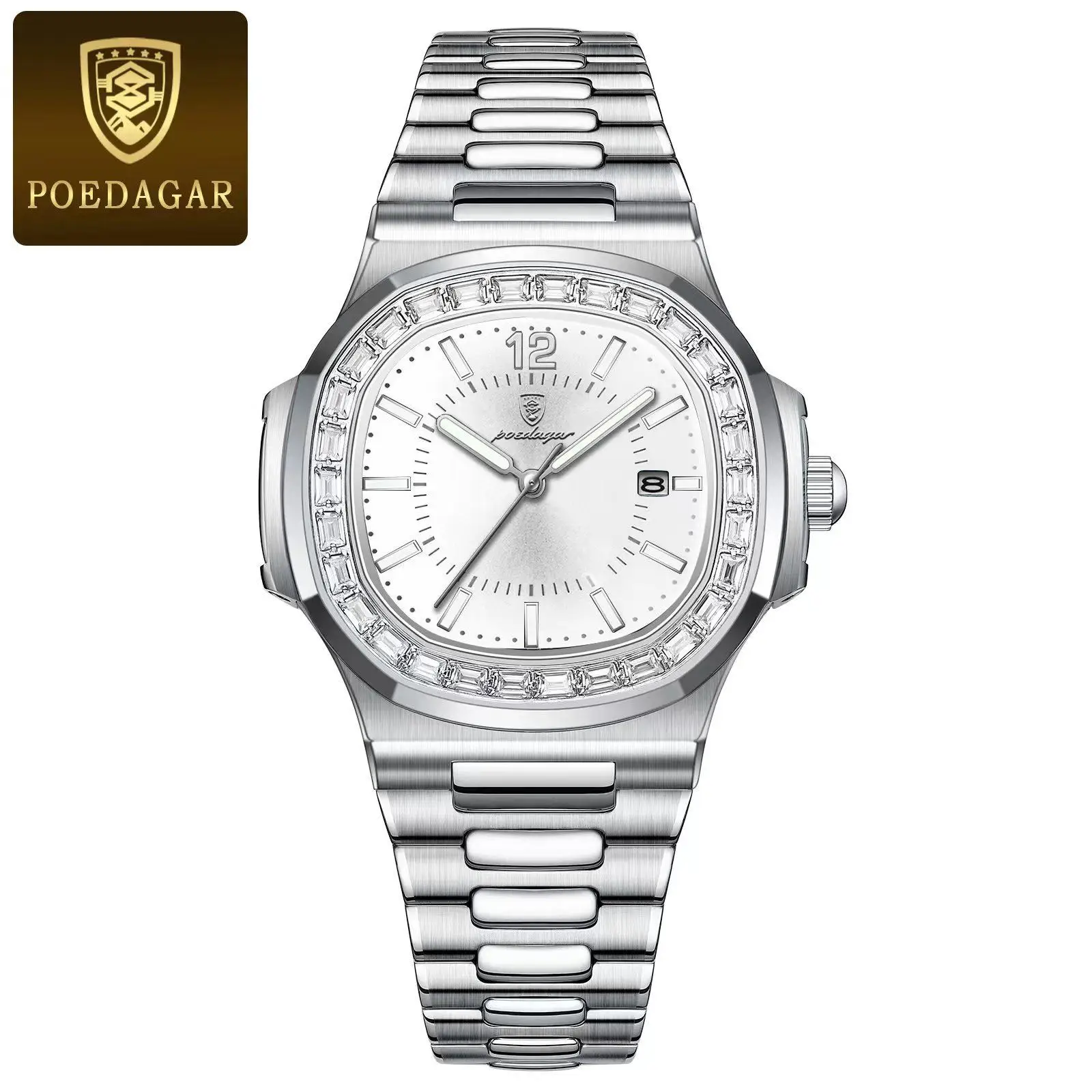 2023 New POEDAGAR 918 Luxury9 Watch Business Waterproof Male Clock Luminous Date Stainless Steel Square Quartz Men Watch re
