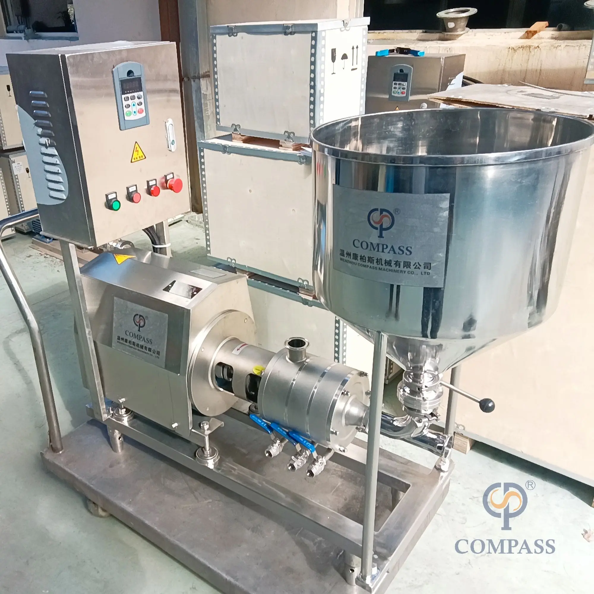 TRL-L3-140 Pipeline High Shear Dispersing Emulsifier + ABB with FVD Control Cabinet Mobile Cart