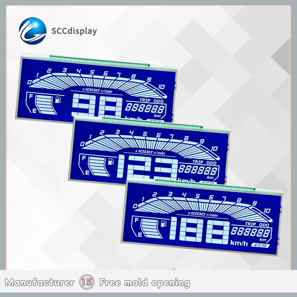 Factory quality products SJXDGW008 segment lcd display HTN blue Negative Vehicle mounted digital display  7 segment lcd display