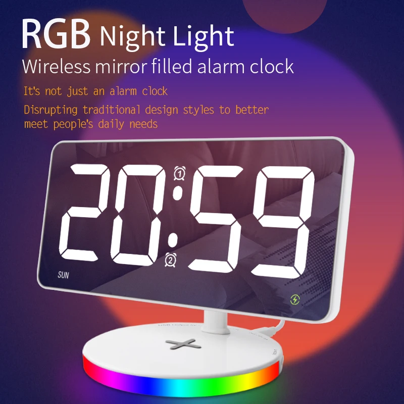 Three levels of digits brightness display on the screen multi-functional wireless charger alarm clock speaker