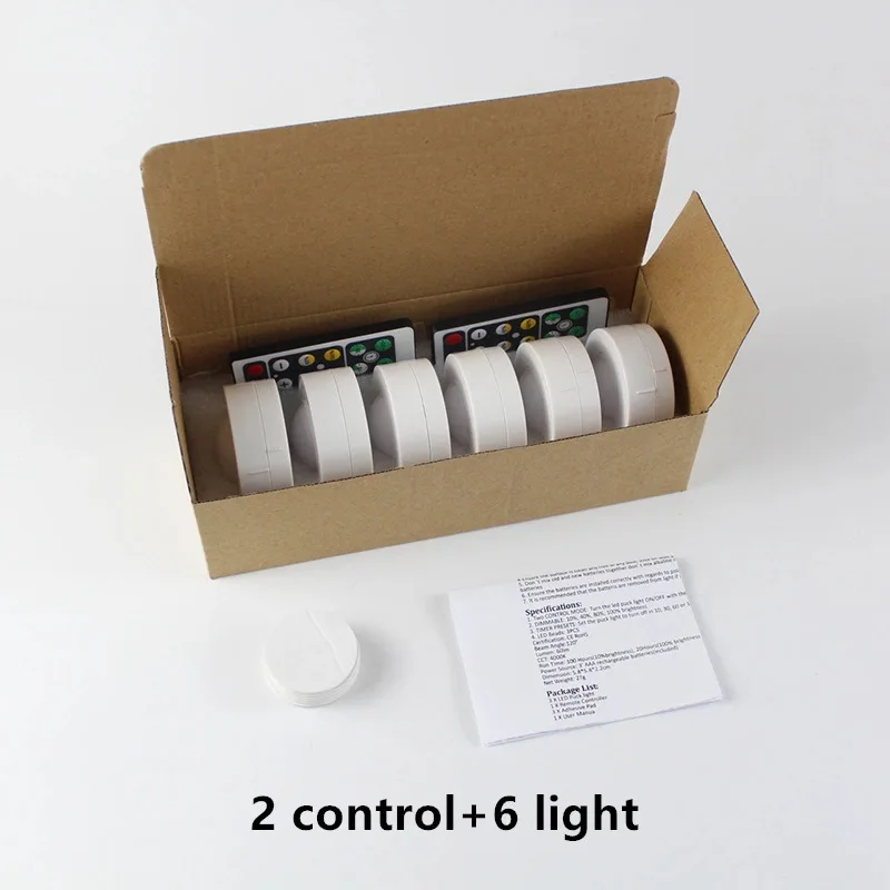 
Factory wholesale 6 pack remote control wireless puck led light under carbinet LED light 
