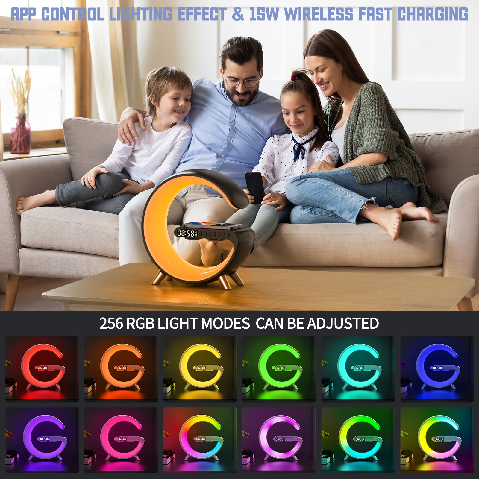 N69 Multifunction Alarm clock BT 5.0 Speakers LED Night light lamp Bass Hifi Wireless Speaker support Fast Qi Wireless Charging