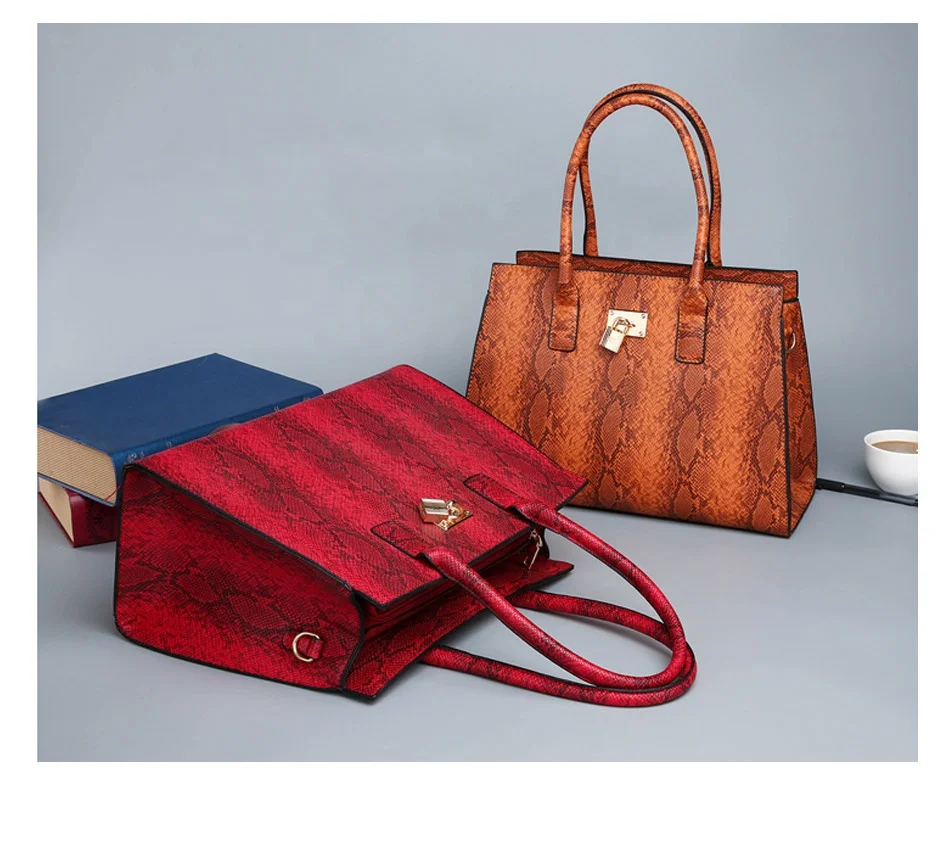 Snake Print Leather Stereotype Package Bolsa Feminina Women Tote Luxury Purses Handbags Sets
