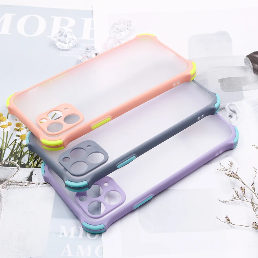 Dual color Four corner anti-fall TPU Colorful Button Matte Case For Samsung NOTE 8 9 10 for 20 ULTRA 5g Cover Soft TPU Shell