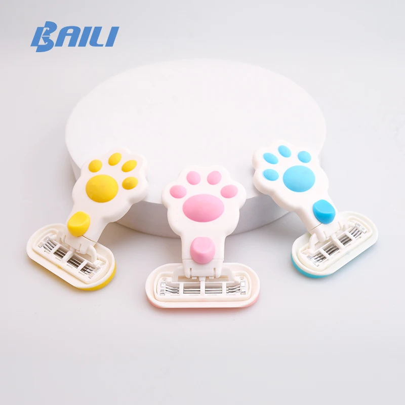 Baili Cat Paw Fashion Portable Travel Mach 3 бритва с тремя лезвиями для женщин