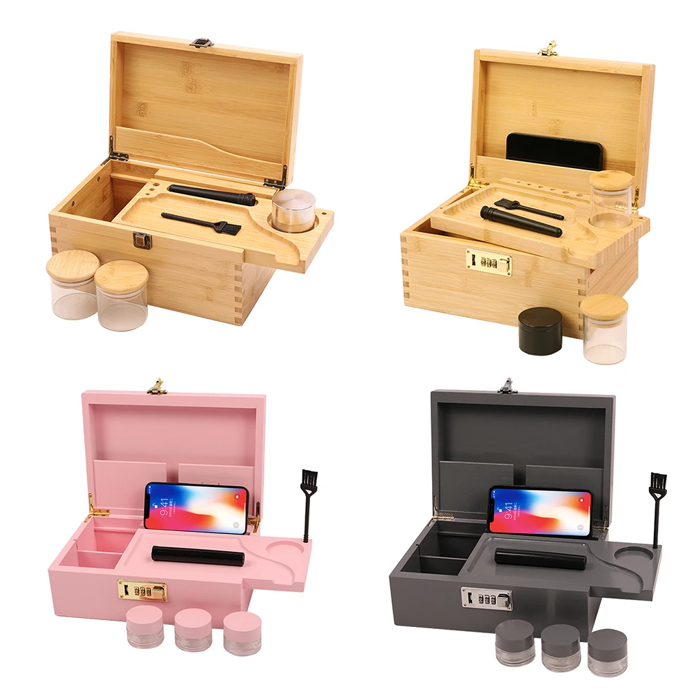 Pink wholesale price lighter pre roll packaging childproof uv lithography cigarette wood machine stash box