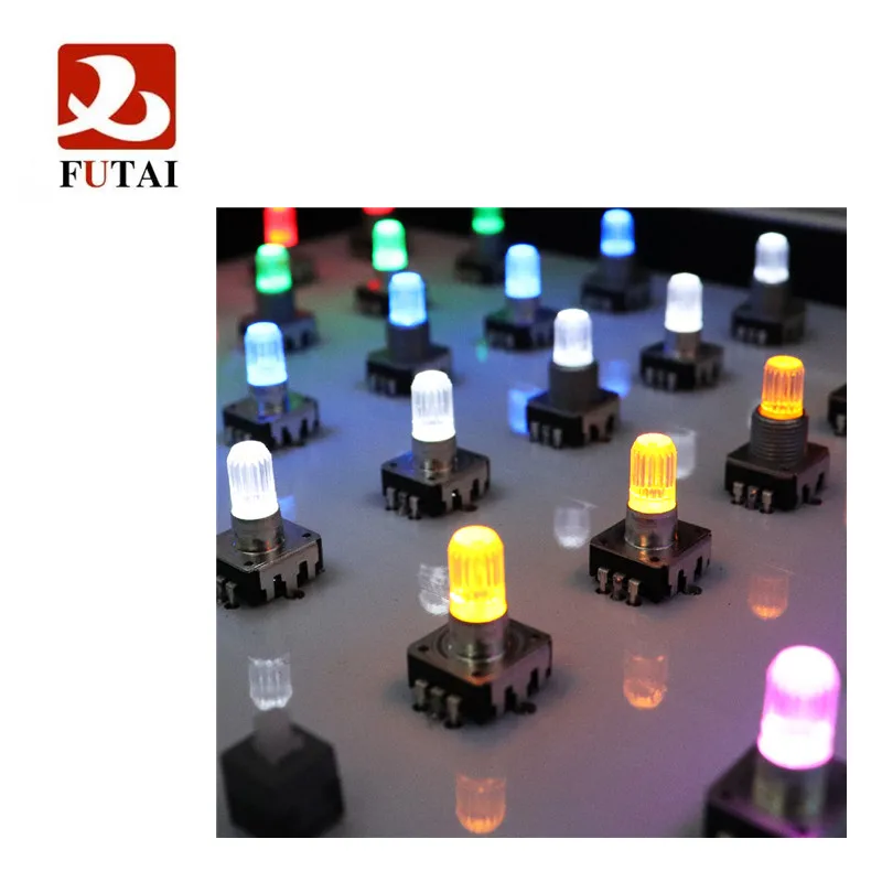 LED-EC12 Audio Encoder Multicolor Light 360 Degree Rotary Encoder 24 Positioning Digital Pulse, Shaft Length 20MM With Push Butt