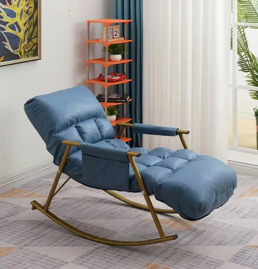 Nordic Modern Leisure Living Room Rocking Chair Comfortable Adult Plastic Metal Frame Wholesale Bedroom Furniture-Chaise Lounge