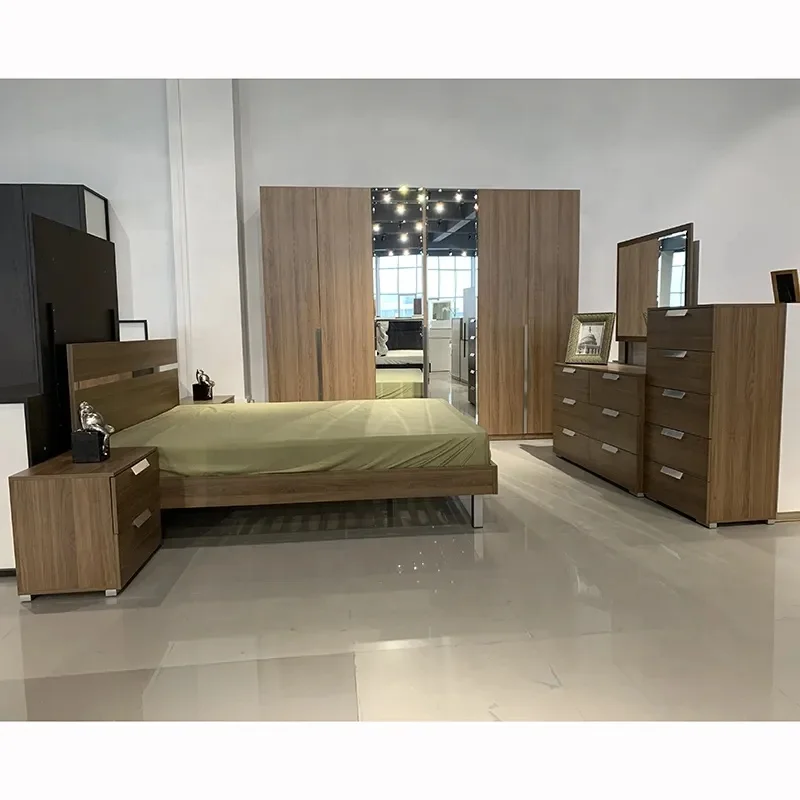NOVA Queen Size Melamine Bedroom Set Furniture Recamara Matrimonial Modern Hotel King Size Bed Wooden Complete Adulte Beds