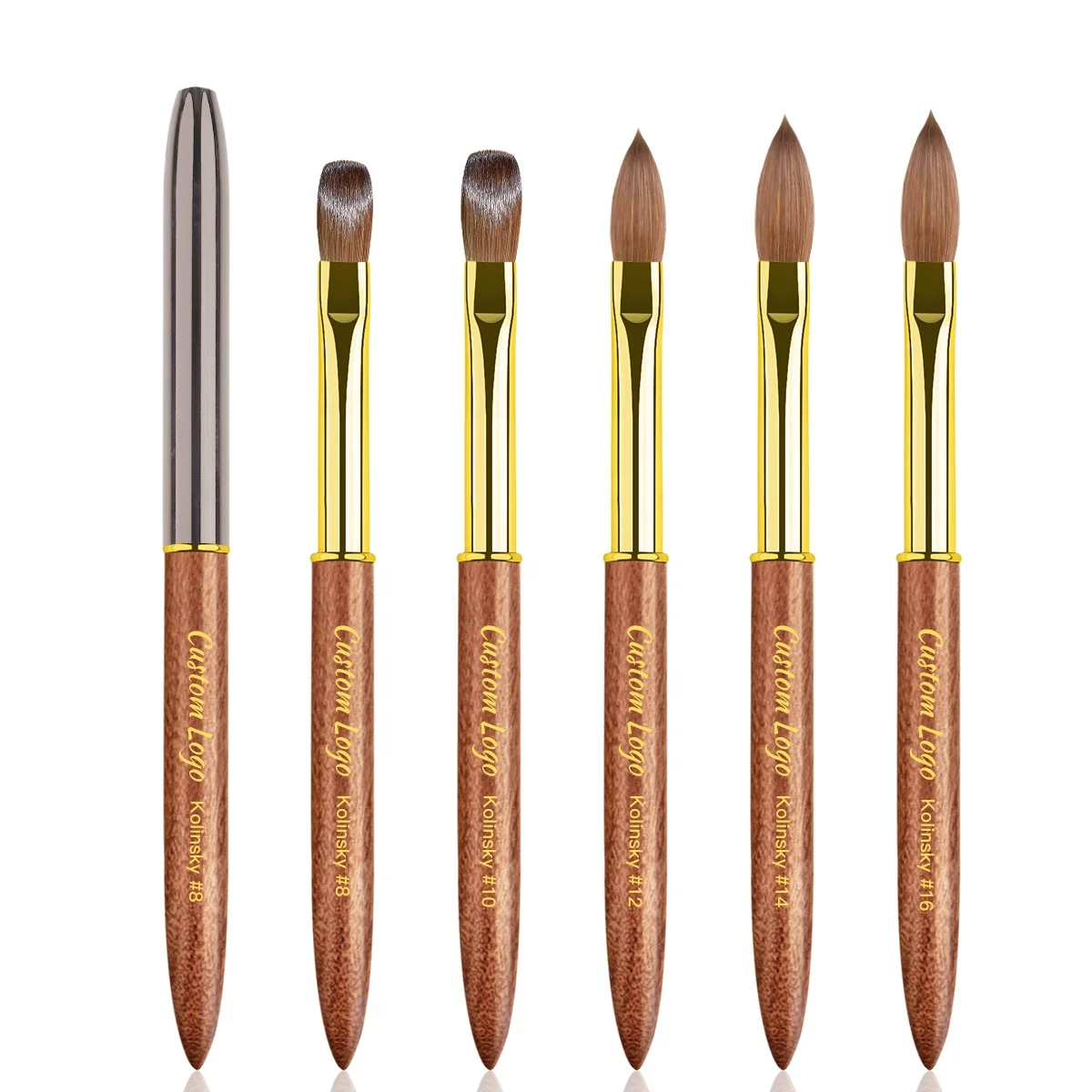 2024 New Top Quality Pincel Kolinsky metal 100 Kolinsky Crimped Acrylic Nail Brush Customized logo