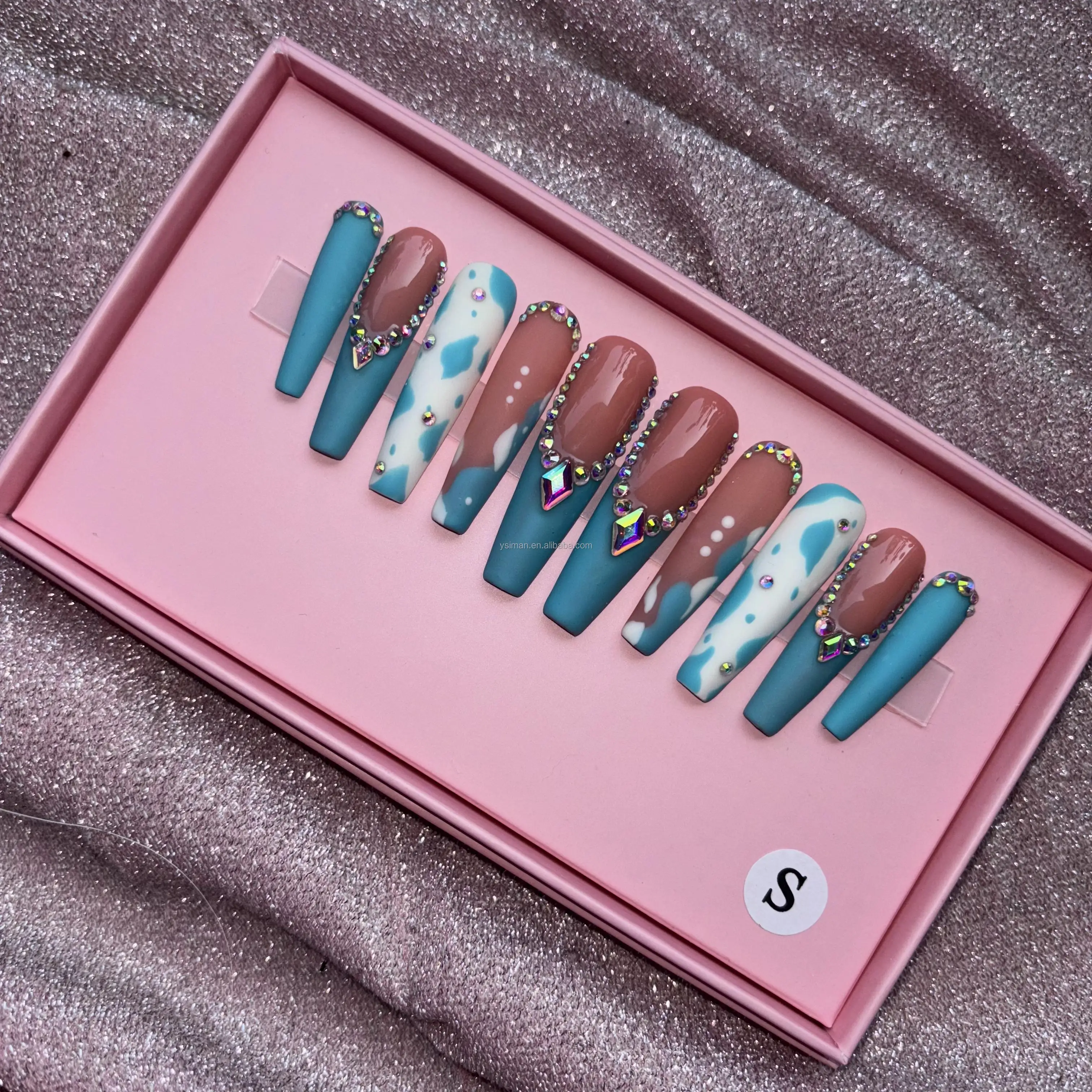 Green and yellow New Arriving OEM Ballerina French press on Nails press on Nails artificial fingernails Art for wom