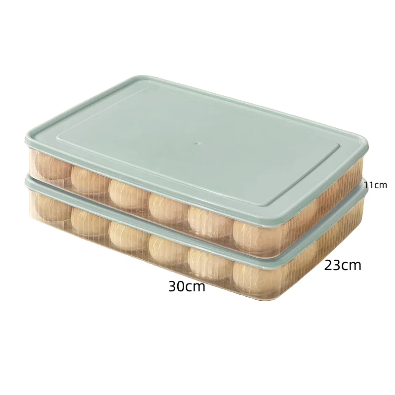 High quality Light blue two-layer egg storage box dumplings frozen sealed fresh wonton kitchen refrigerator special food grade