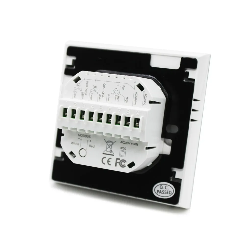 WF01 Fan Coil Unit 0-10V Modulating Modbus External Sensor Touch Screen Programmable Thermostat For Room Temperature Control