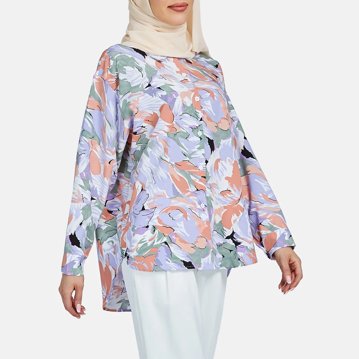 Ladies Muslim Long Sleeve Women Shirts 2023 T Shirt Women Muslims  Blouses And Tops