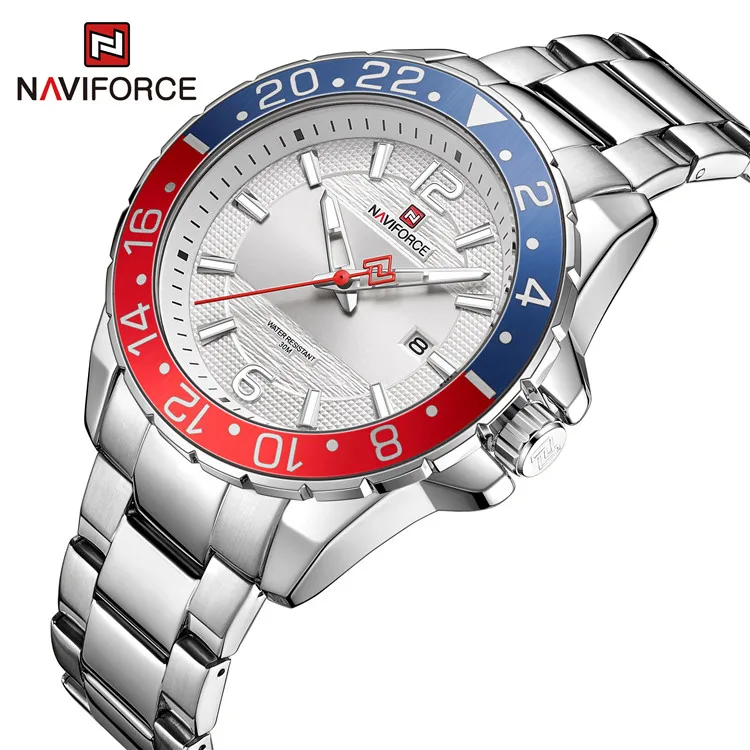 NAVIFORCE 9192 SSW 2021 новые часы для мужчин модные повседневные кварцевые наручные с календарем водонепроницаемые силиконовые из нержавеющей