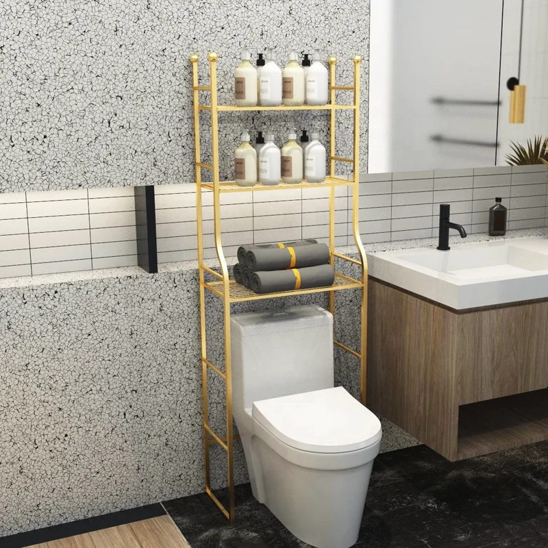Cuarto de bano modern solid bathroom shelves washroom toilet rack Hand washing tray racks luxury washroom storage rack