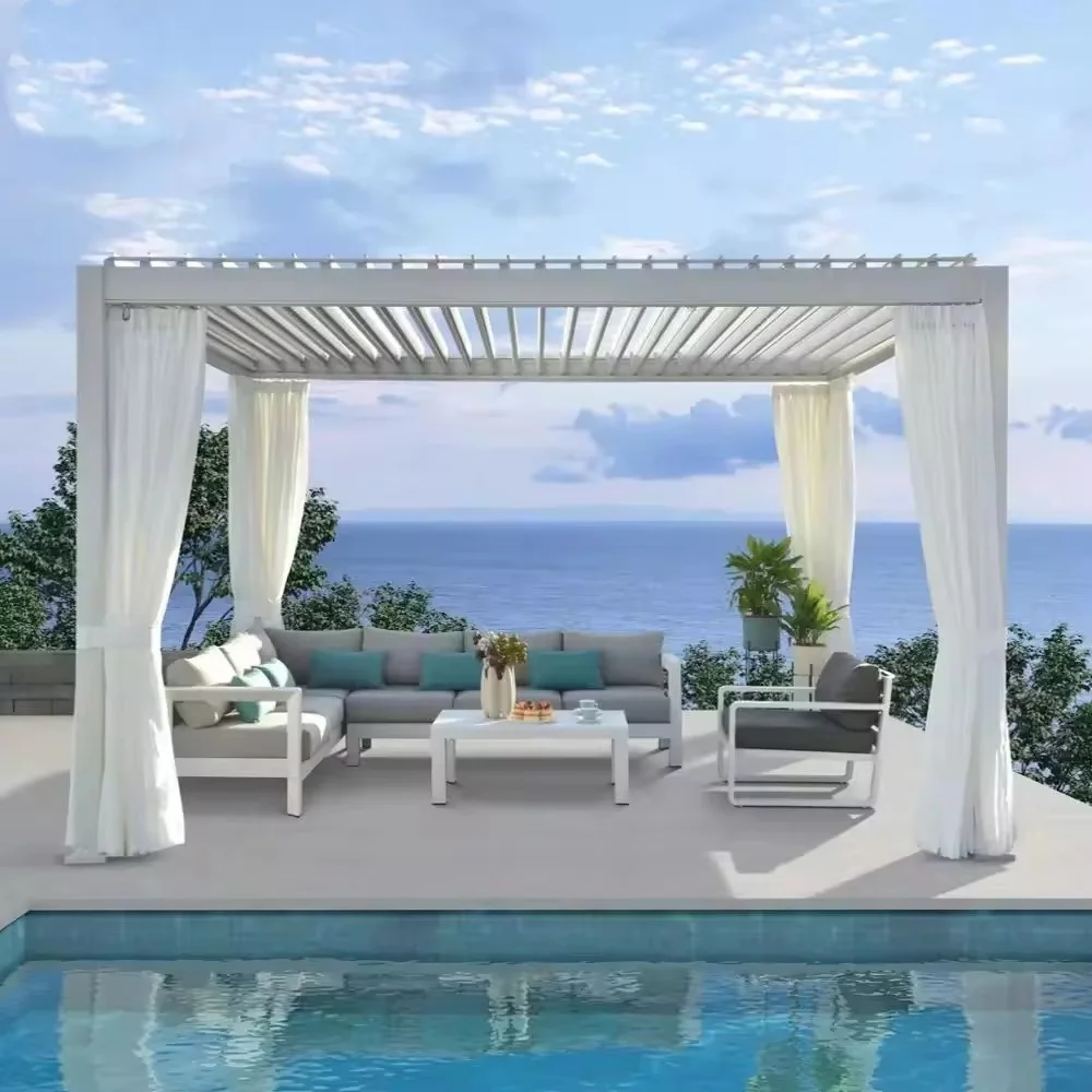 Durable Romantic Party Outdoor Sunshading Weatherproof Waterproof Aluminum Pergola