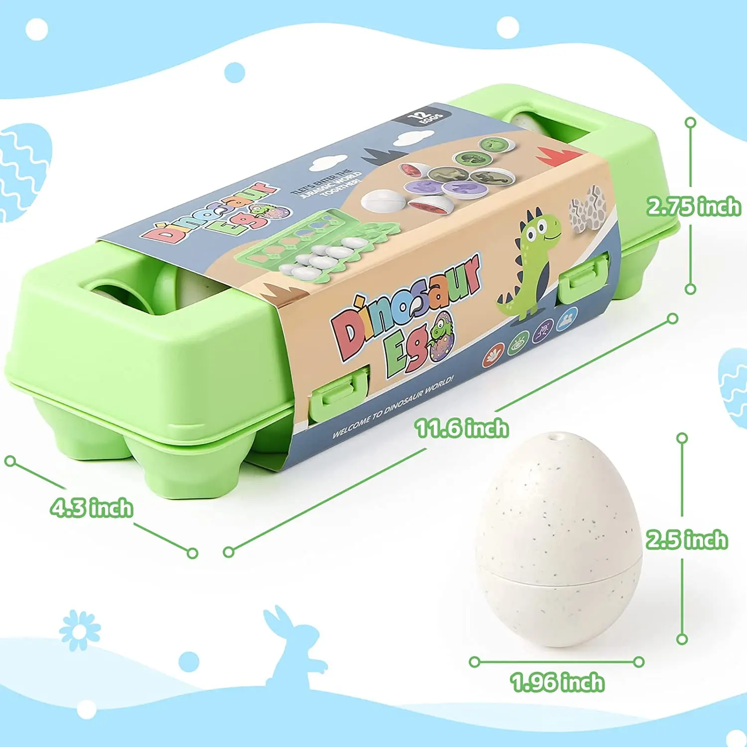 12 Pack Dinosaur Matching Eggs Easter Eggs STEM Toys for Kids Boys Girls Toddlers Party Favors Birthday Gifts