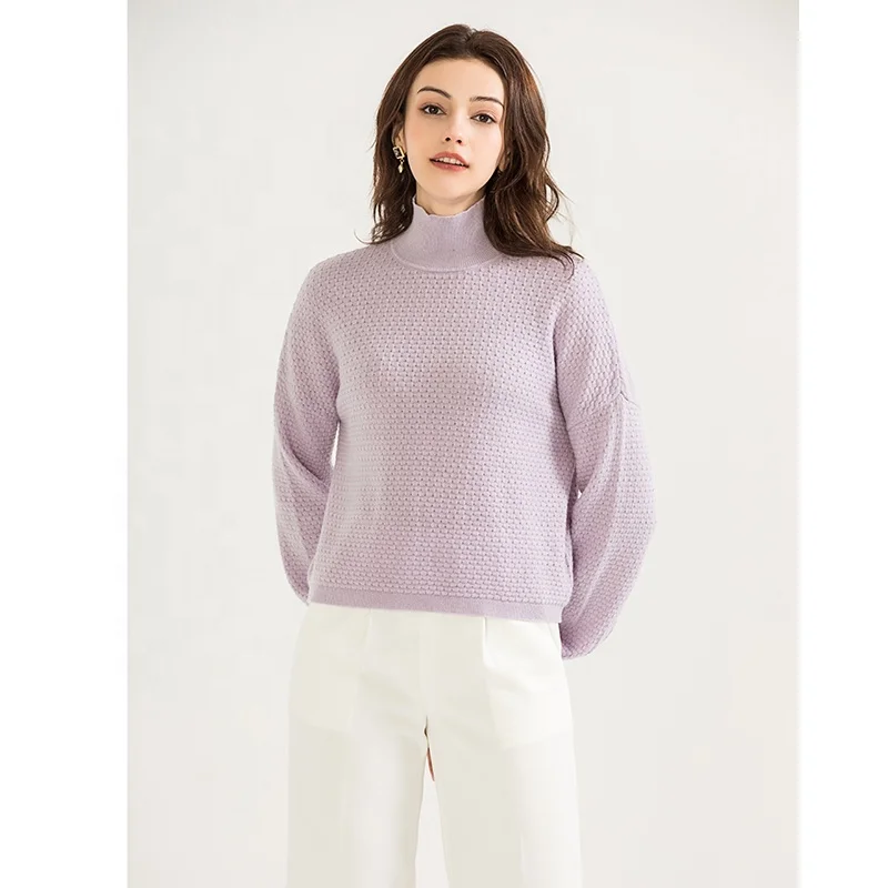 High Quality RWS GOTS GRS Cashmere Jumper Knitted Sweaters Turtleneck Long Sleeve Pullover Knit Sweater Women