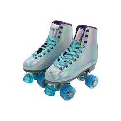 Professional four wheels inline women flashing shoes 4 wheel quad roller skate adult