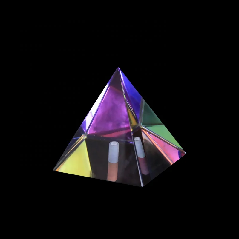 large 60mm egypt colorful glass crystal pyramid with screw for photography
