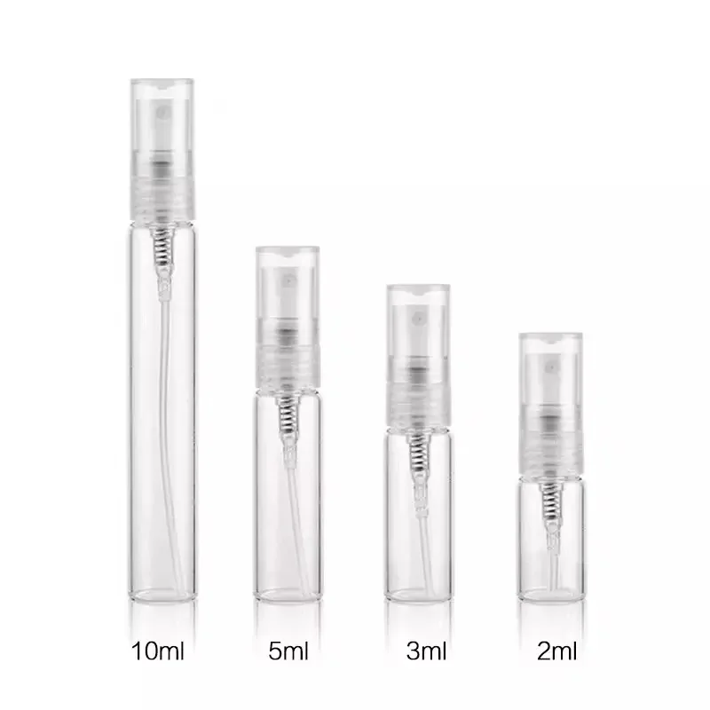 2ml 3ml 5ml 8ml 10ml refillable travel perfume test tube bottle glass vial with fine mist sprayer