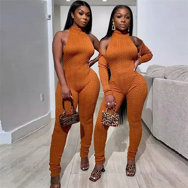 
Women Sexy Sweater jumpsuit backless long sleeve women sexy rompers 