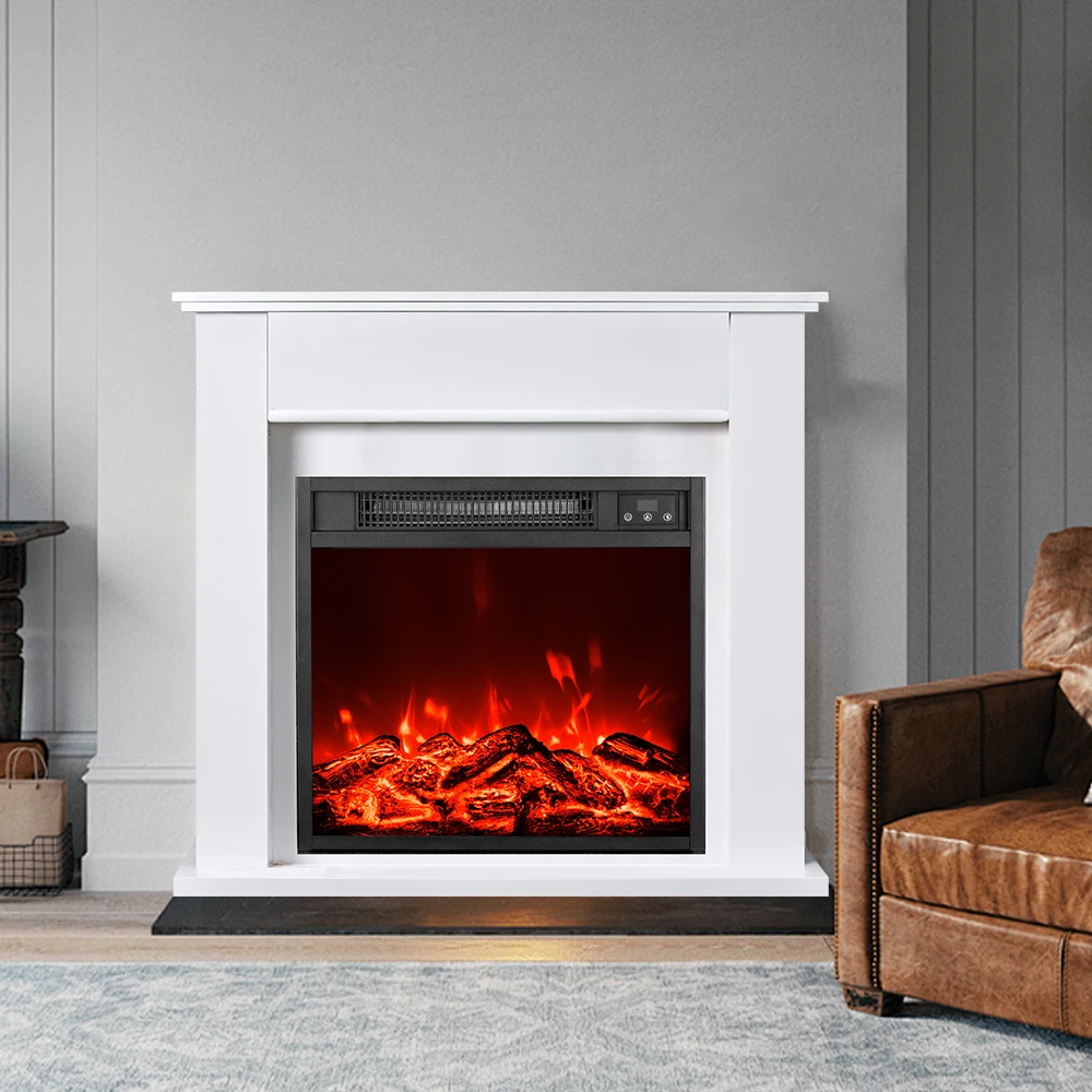 New 1500W Wall Mounted Log Flame Effect Electric Decorative Fixed Fireplace Heater