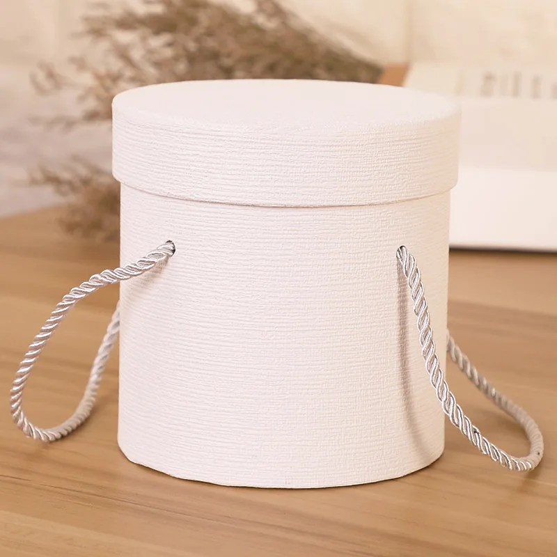 
Hot sale colorful high quality luxury valentine gift paper round flower box with handle 