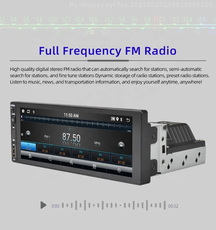 Jmance Universal 6.9 Inch IPS Screen 16 EQ IPS WiFi BT DSP GPS Navigator FM Radio 2USB interface Carplay 1 Din Car DVD Player