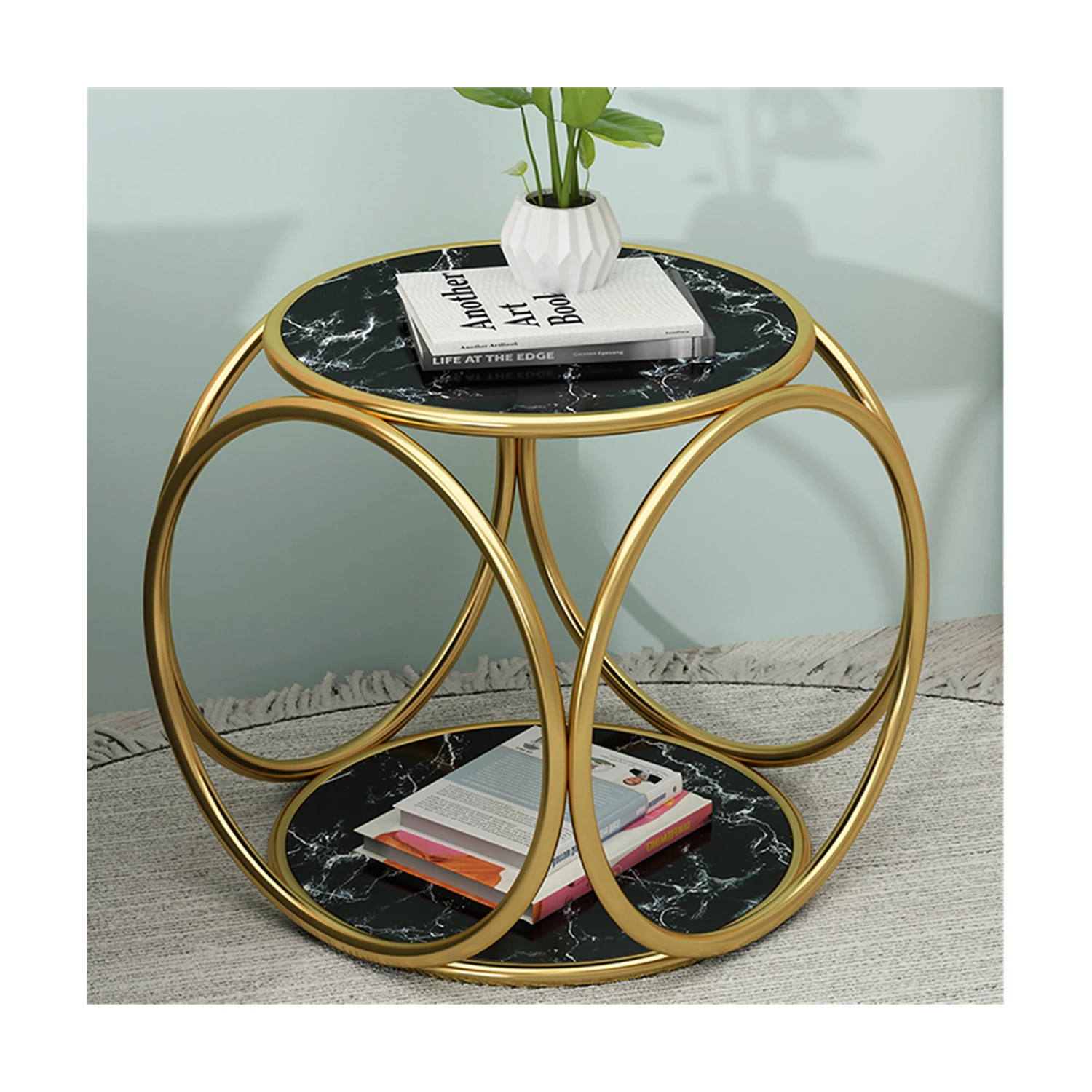 Modern Luxury Marble Glass Side Tables With Metal Frame For Living Room Tea Table Coffee Tabld