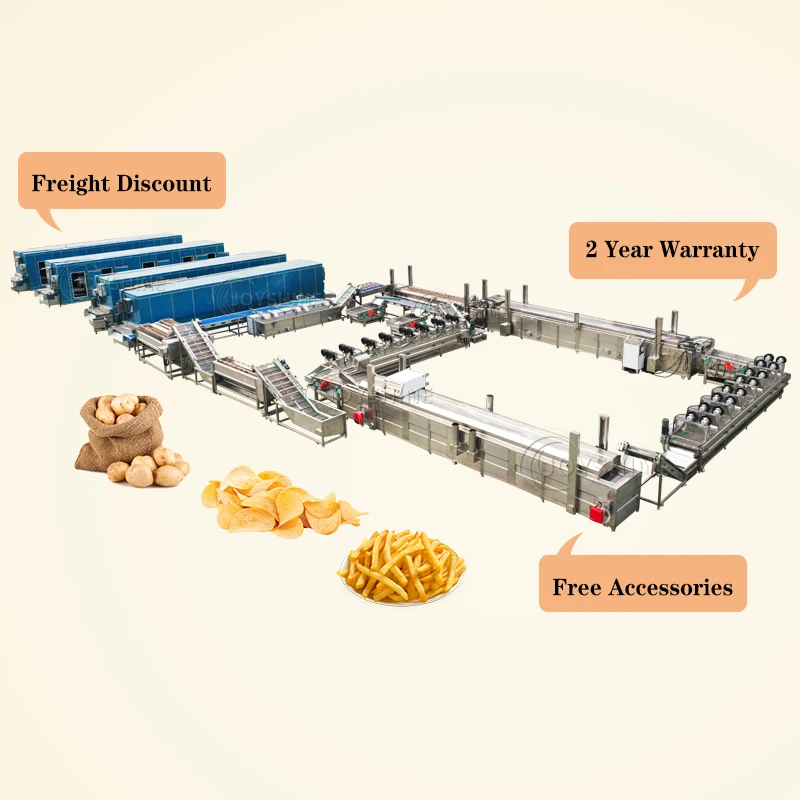 2024 Manufacturing Frying Production Line Fresh Frozen French Fries Sticks Fully Automatic Lays Potato Chips Making Machine
