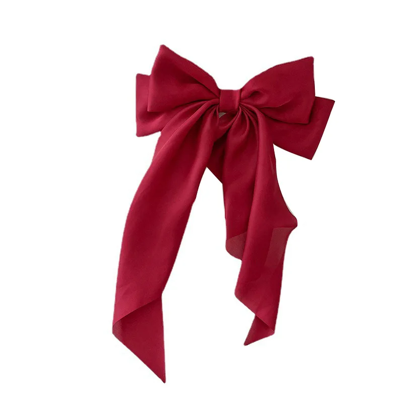 Elegant Bow Ribbon Fashion Simple Solid Spring Hair Clip Retro Headband Clip Girl Hair Accessories