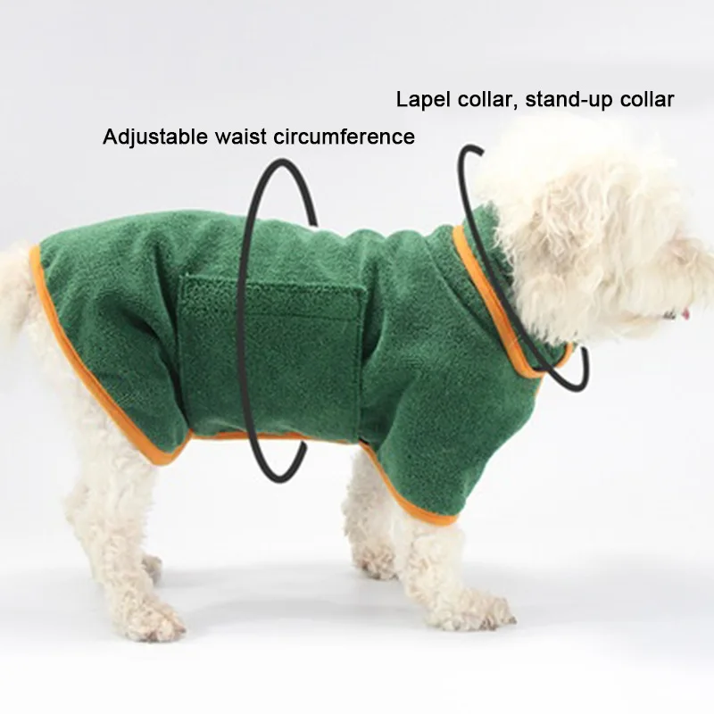 Dog Bathrobe Towel Super Absorbent Microfiber Adjustable Fast Drying Coat Pet Thick Soft Robe For Dogs