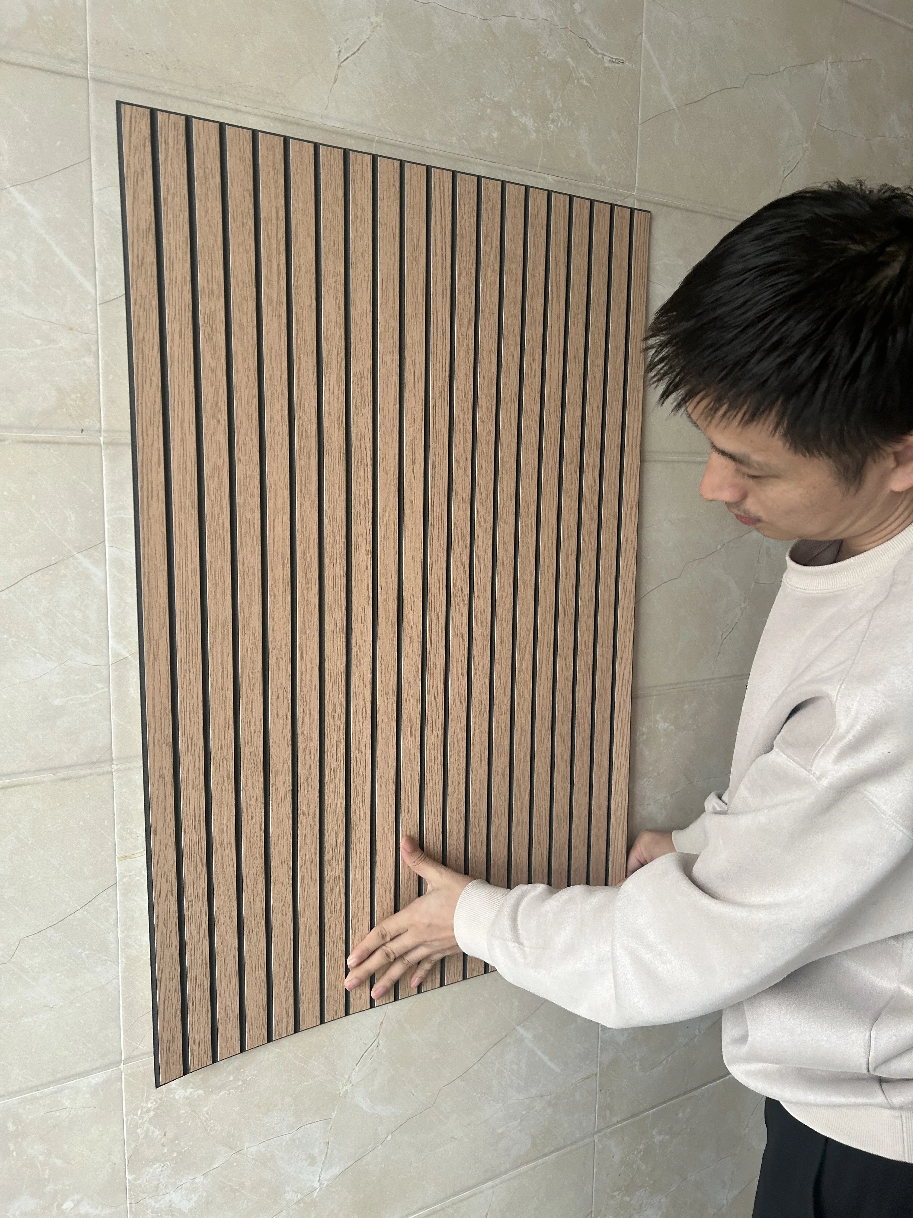 self adhesive interior alternative wood wall panel 3mm board Custom TV background wall board high glossy