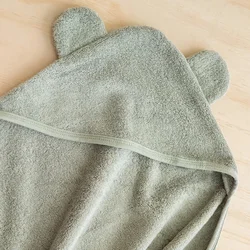 Ultra super soft 500gsm organic bamboo cotton absorbent terry cloth hooded baby bath towels for newborn infant