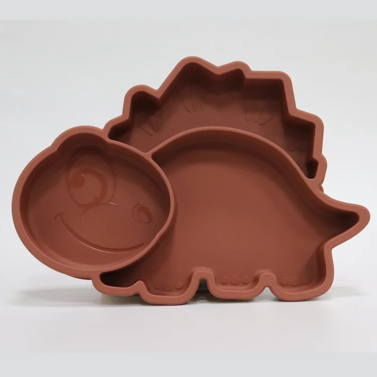 bpa free for kids dinosaur silicone plate feeding eating food safe suction silicon kids plate for baby silicone dinosaur plate