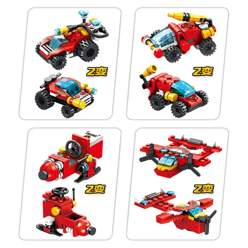 12-in-1 Panlos City Engineering Truck Fire Protection Vehicle Series Deformation Robot STEM Construction Building Blocks Toy
