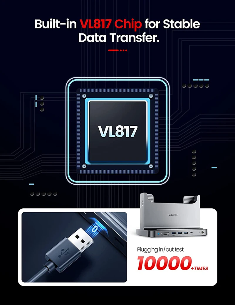 Mac Mini Stand Plastic Dock for Mac Mini 8-in-1 Dock Station Holder with Power Adapter USB 3.0 Port Type C Hub